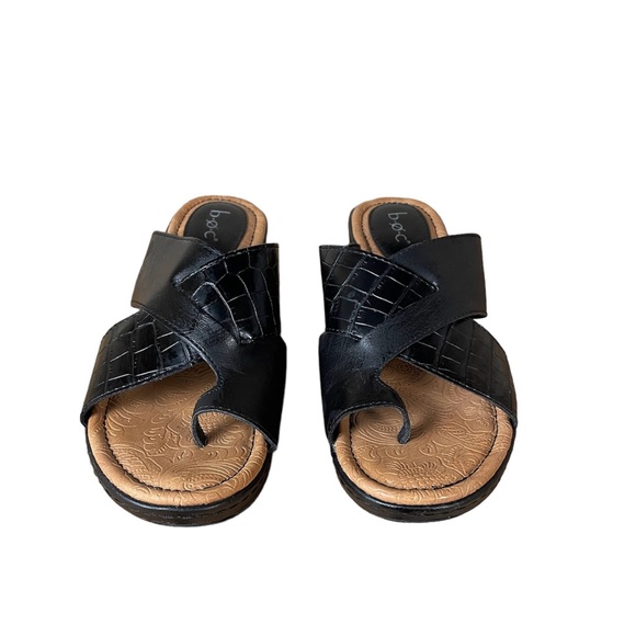 b.o.c Summer 11 Slide Sandals Slip on Wedge-Black -Manmade Upper - Women-Size 9 - Picture 3 of 9